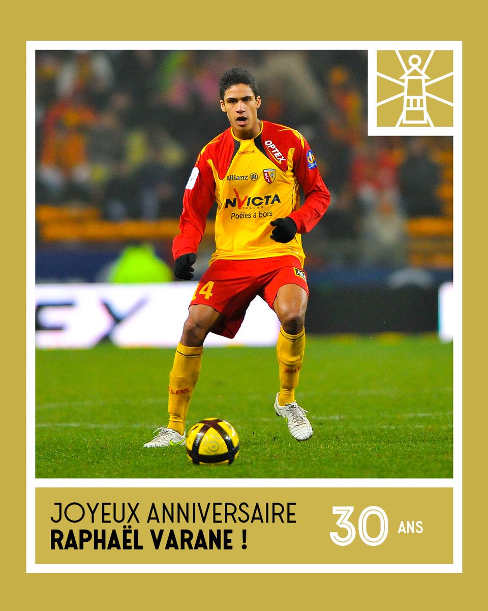 RCLens's tweet photo. Jour de fête pour un autre international français 🤩

Comme Brice Samba, @raphaelvarane célèbre son anniversaire aujourd'hui. L'ancien défenseur #MadeInGaillette souffle ses 3⃣0⃣ bougies ! 🥳

#BonAnniversaireRaphaël 🎂 #FierDEtreLensois https://t.co/c6OgP7vezi