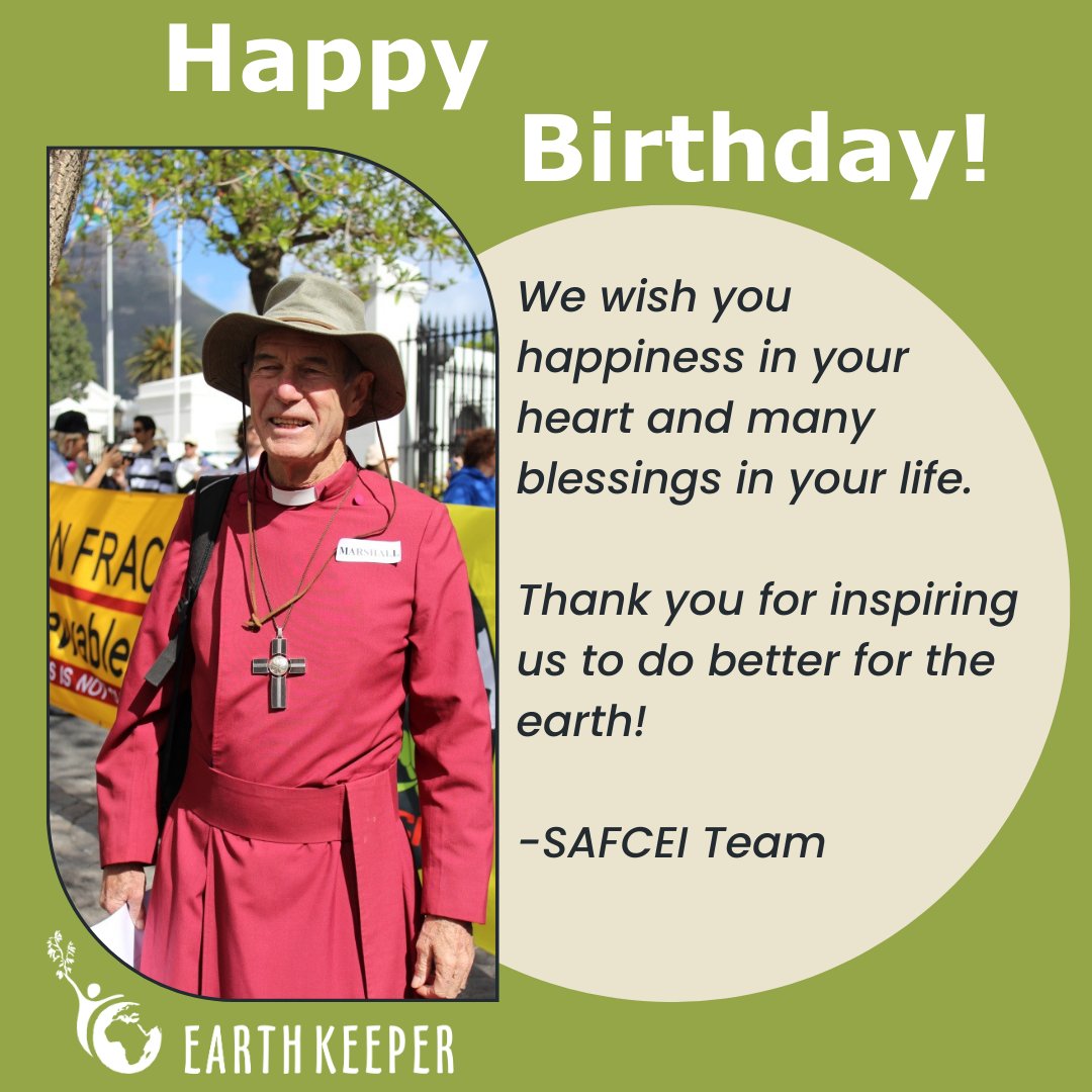 SAFCEI's tweet photo. Happy Birthday Bishop Geoff (The Green Bishop)! Patron and founder of SAFCEI🥳

Thank you for your leadership and the years you have dedicated to environmental advocacy.  
#environment #EnvironmentalAdvocacy #Earthkeeper https://t.co/H7qxADzYrM