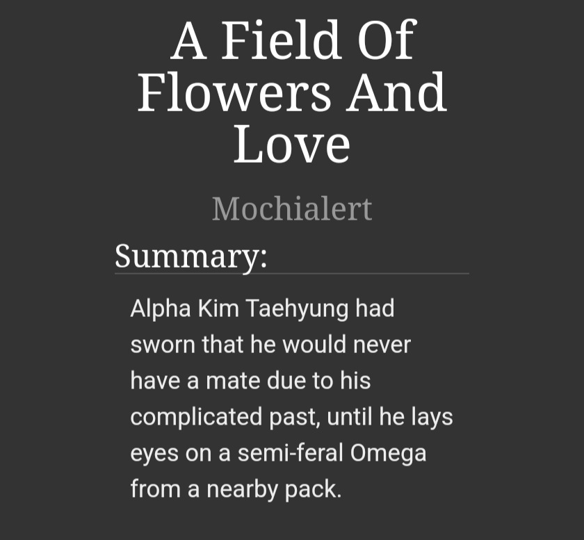 Ao3Mochi's tweet photo. A Field Of Flowers And Love
#taekookau 

For @alphathvfest

~A!Tae x Ojk
~Traditional Omegaverse
~Fated mates
~Love at first sight
~(semi)feral jk
~Smut/Fluff

🔗 https://t.co/CcTGhdXnaV

Beta'd &amp; Moodboard by @taeggukis7 💜 https://t.co/iRwYkb7VRL
