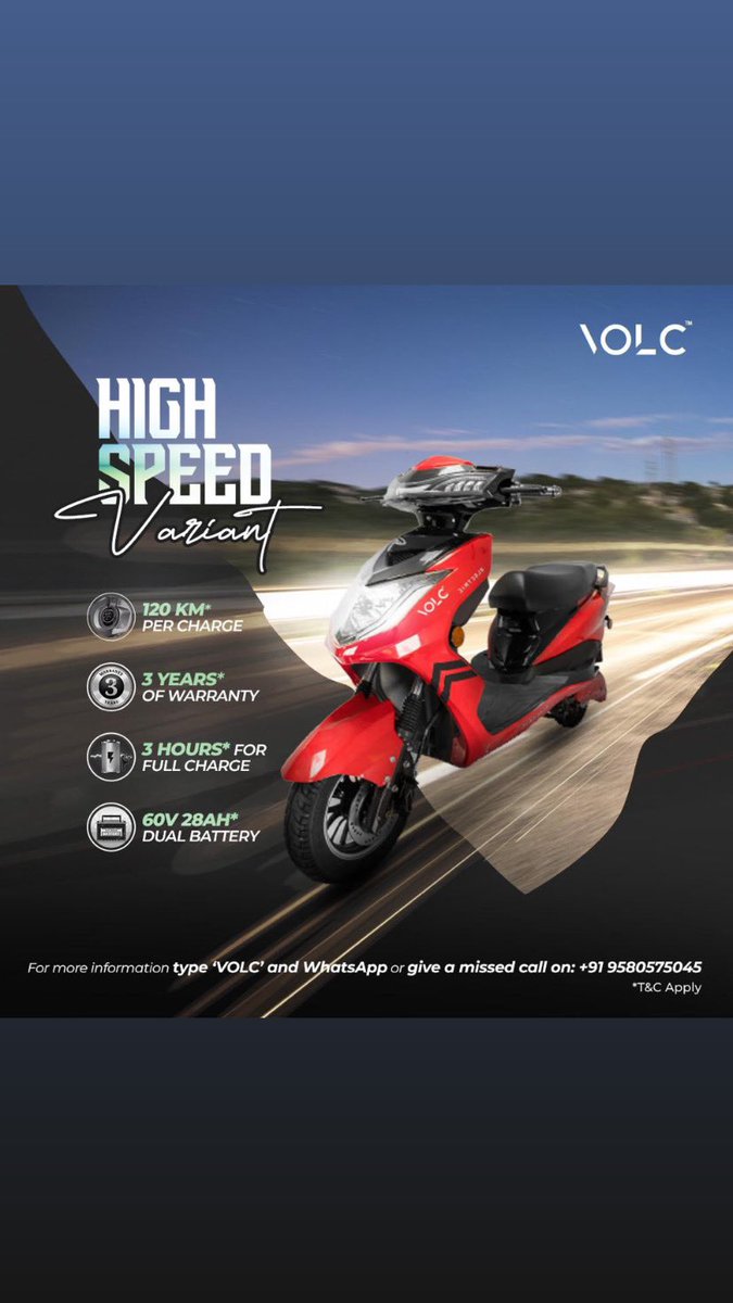VOLC_Official's tweet photo. High on Spirit, High on Speed!

Don't wait and be a part of #EVBrandLegion with #VOLC

#VOLC #TheEVLegion #ElectrifyingMobility #ElectricisFuture #ElectricMobility #GoGrren #GoEelctric #ElectricVehiclesAreFuture #GreenRide #NoFuel #NoPetrol https://t.co/rIhj7Ennsf