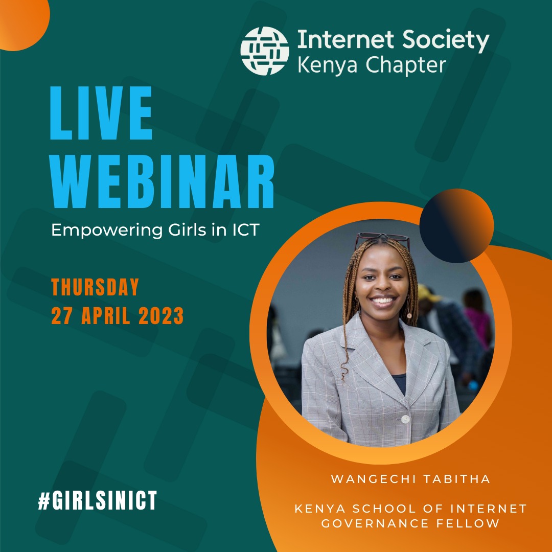 This year’s #GirlsinICTDay to be held on April 27th is extremely special. I will be sharing my experience as a Kenya School of Internet Governance (KeSIG) fellow @KICTANet

Join the @ISOC_Kenya celebration and discover how to empower girls in the digital age. #GirlsinICT #SDG5 ✨