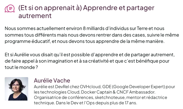 Sud Web (@sudweb) on Twitter photo (Et si on apprenait à) Apprendre et partager autrement, par Aurélie Vache (<a href="/aurelievache/">Aurélie Vache 🥑🐳🦸♀️✏️</a>), à #SudWeb 2023. #apprendre #partager
C'est à Sud Web, inscrivez-vous pour avoir le plaisir de partager avec elle : sudweb.fr/2023/billetter… (Et si on apprenait à) Apprendre et partager autrement, par Aurélie Vache (<a href="/aurelievache/">Aurélie Vache 🥑🐳🦸♀️✏️</a>), à #SudWeb 2023. #apprendre #partager
C'est à Sud Web, inscrivez-vous pour avoir le plaisir de partager avec elle : sudweb.fr/2023/billetter…