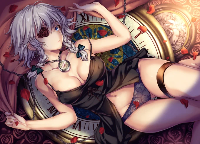 薔薇に囲まれる咲夜さん 