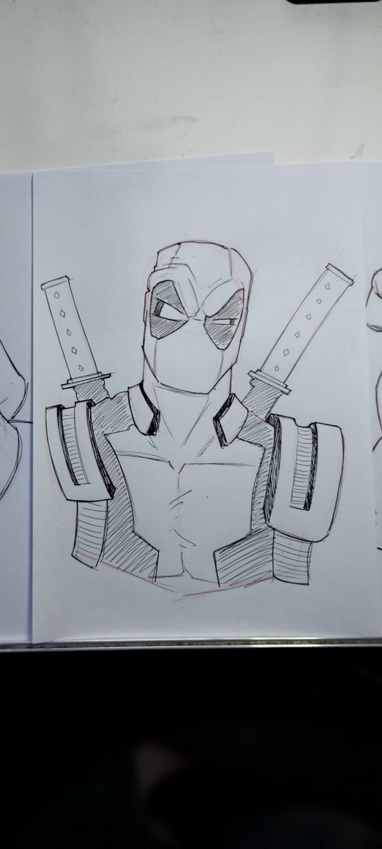 ONeillDominic's tweet photo. Morning Scrawlings before work.  
#warmupsketch #practice #sketching #sketchbookdrawing #illustration #deadpool #form #greengoblin #hobgoblin #artjournal https://t.co/vwnTEkV3V4