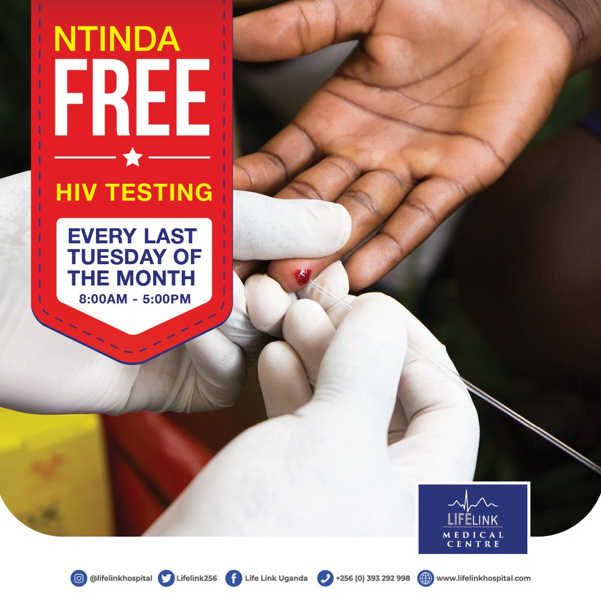 LifeLink256's tweet photo. Testing for HIV is the only way to know your status. Finding out early means you can start medication and live a healthier life.
Visit Life Link Hospital today from 08:00am-5:00pm to get tested. 
#WeDoCare
#AIDSTesting #HIVScreening #AIDSawareness https://t.co/8m9ruSA6w2
