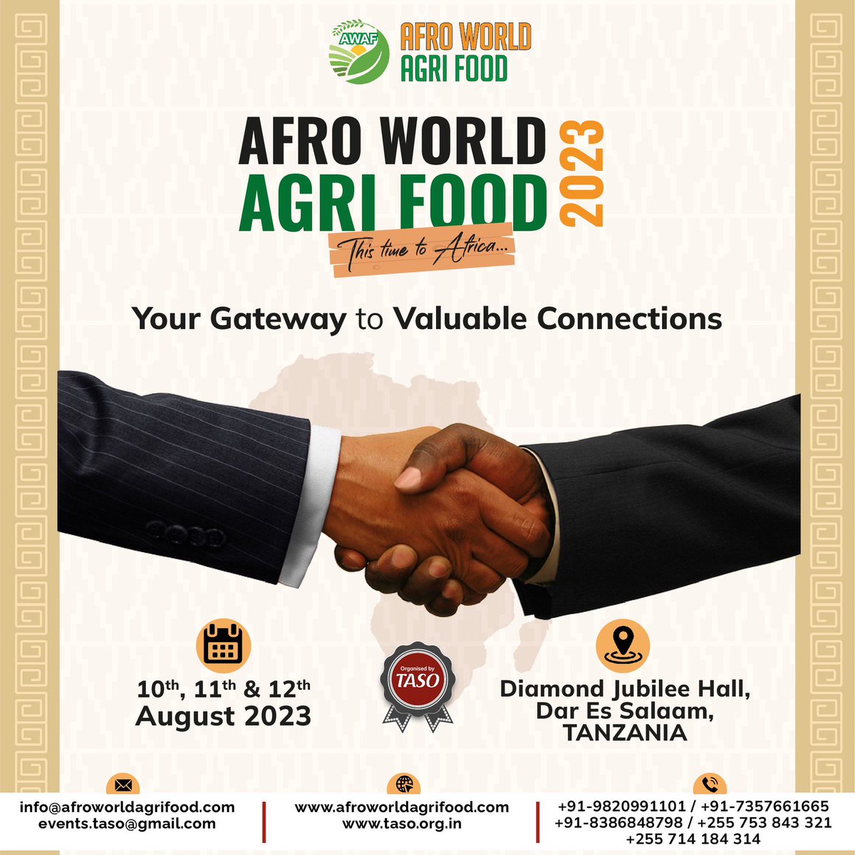AfrWorldAgrFood's tweet photo. Looking to expand your business in the African agricultural sector? Join us at the Afro World Agri Food event to meet potential partners and explore new opportunities. #speakers #paneldiscussions  #AfroWorldAgriFood2023 #AWAF2023 #businessopportunities https://t.co/5a1zZ3PcoD https://t.co/3mvQ5DwaVE