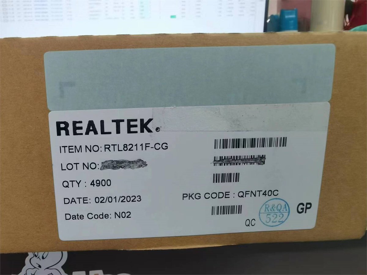 hwq202297's tweet image. RTL8211F-CG
ethernet chip
#WeareST #STMicroelectronics
#Avnet #Arrow #Future #DigiKey #TTIINC
#ElectrocomponentsPLC #Mouser #Element14
#Rutronik #FusionWorldwlde #DACHellind
#SagerElectronics #NewpowerWorldwide
#RSComponents #Component #RFMWLTD
#Excessinventory
