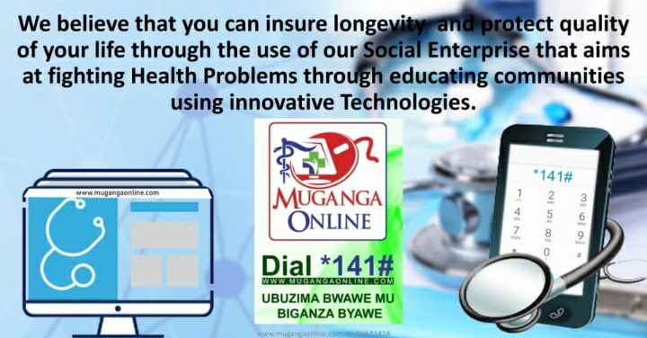 Ntimwibagirwe ko mushobora kubona inama za muganga aho mwaba muri hose kandi igiye icyaricyo cyose telephone zigendanwa hamwe na @muganga_online