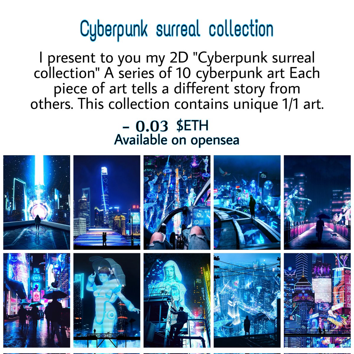YST__ART's tweet photo. ''Cyberpunk surreal collection''

A series of 10 cyberpunk art Each piece of art tells a different story from others. 

-  1/1
-  0.03  $ETH  Each one

🙏  Any kind of support is appreciated

Check All NFT Art + Story + Link = ⤵️

https://t.co/fFFwIU3S8o https://t.co/71acJ182hg