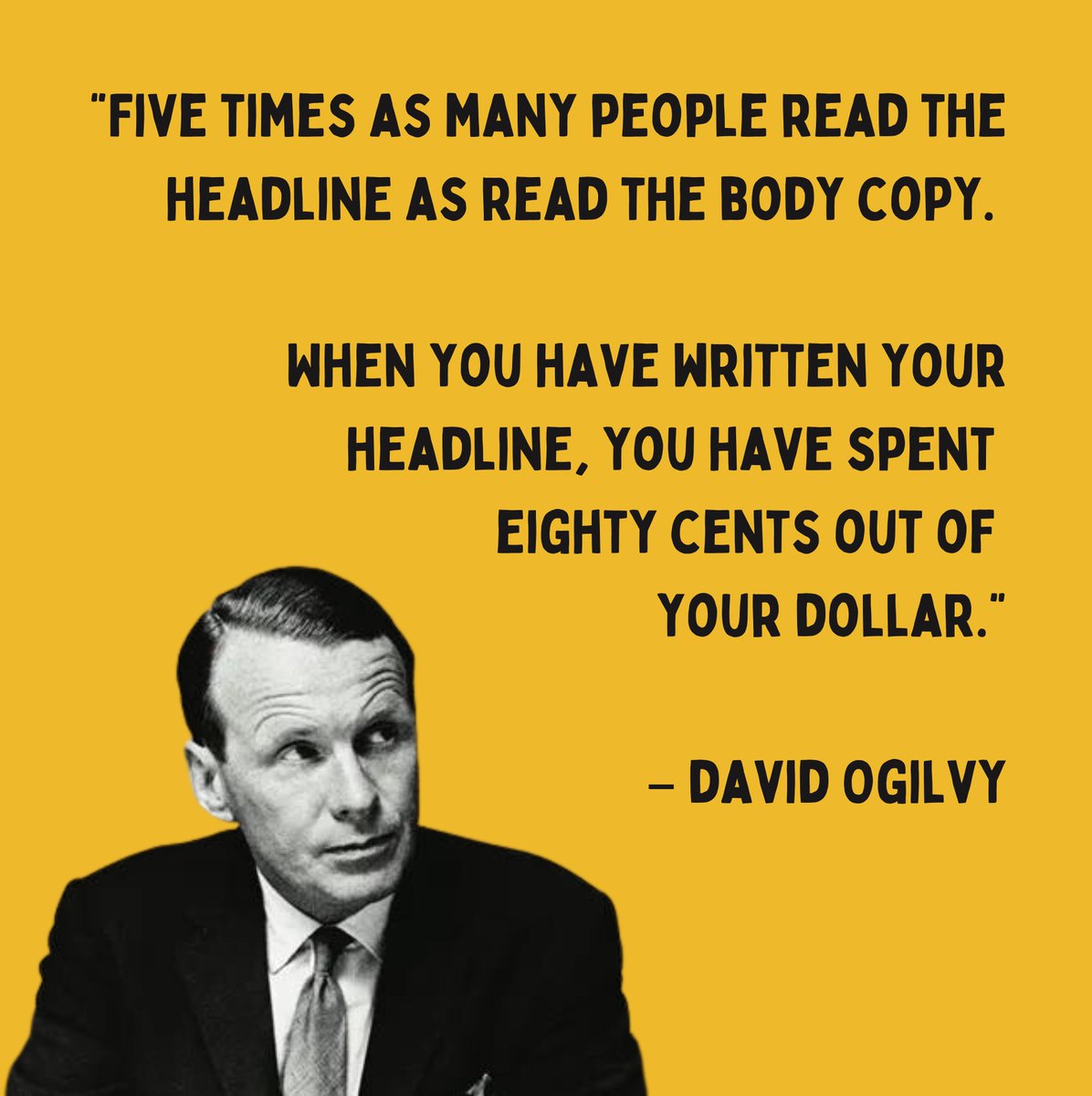 LaddLaddLadd's tweet photo. 5 Headline Tips From the Father of Advertising:

David Ogilvy.

(You should probably bookmark this) https://t.co/7F7Xb9Dr9P