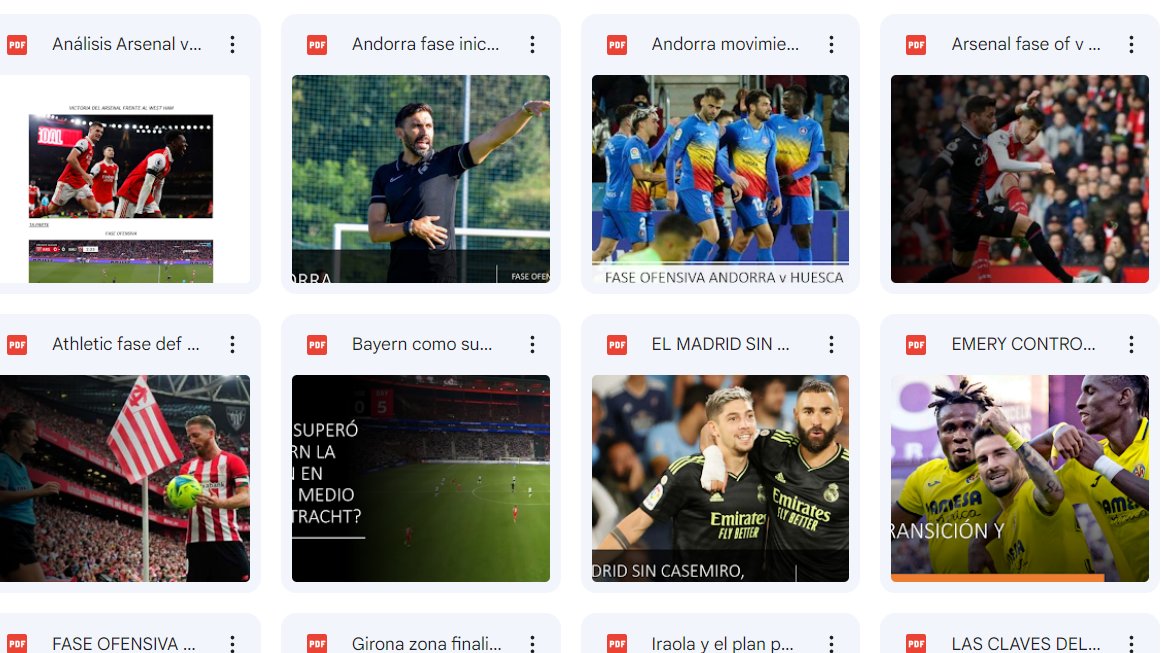 Comparto de nuevo el material que he ido haciendo este año. 
Girona, Andorra, Real Madrid, Arsenal, Nápoles, Rayo Vallecano, Liverpool, Celta Villarreal...

Con ganas de ⚽️

👍🔁
Descarga PDF + Vídeos en el enlace:
drive.google.com/drive/folders/…