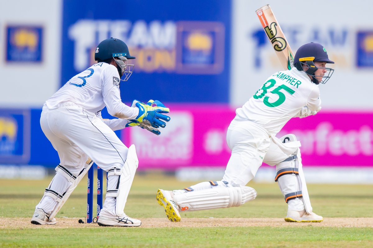 cricketireland's tweet photo. The runs keep on coming, it's now 452-6.

Curtis Campher has moved into the 90s - his highest international score in any format 👀

WATCH: https://t.co/uMsnHMi5xS
SCORE: https://t.co/epQHAclj0P

📸 @OfficialSLC | #BackingGreen ☘🏏 #SRIvIRE https://t.co/nfpXtGi9JU