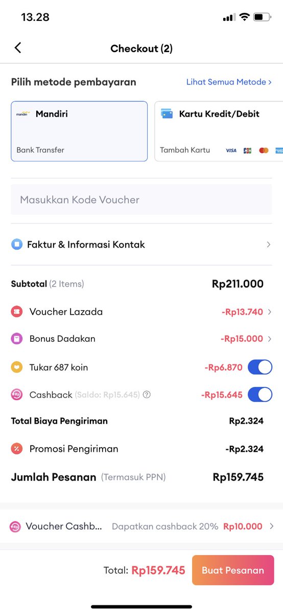 Vichachaa's tweet photo. @discountfess True! Awalnya 229k pas CO cuma 159k++. Secinta itu sama @LazadaID https://t.co/3PuKeChWiN