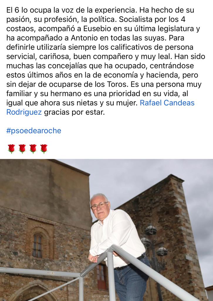 psoe_aroche's tweet photo. 🌹Continuamos presentando nuestra candidatura. Un equipo solvente, que representa a todos los colectivos y edades, conformado por 16 personas, 9 mujeres y 7 hombres. https://t.co/tUEo0zq9CP