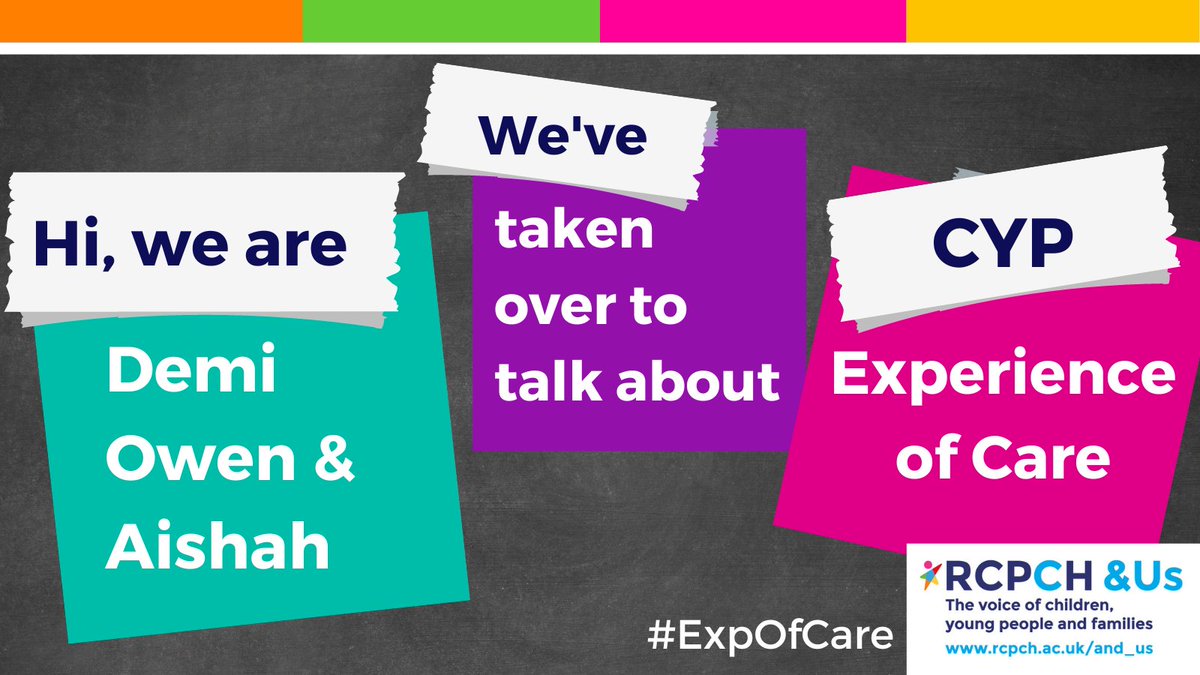 #HelloMyNameIs @ItsAishahF, Demi & Owen & as young people passionate about #ExpOfCare we’re taking over @RCPCHtweets on behalf of @RCPCH_and_Us Stay tuned to find out about our priorities, why it is important & how you can empower others to share their #ExpOfCare #Thread🧵 (1/7)