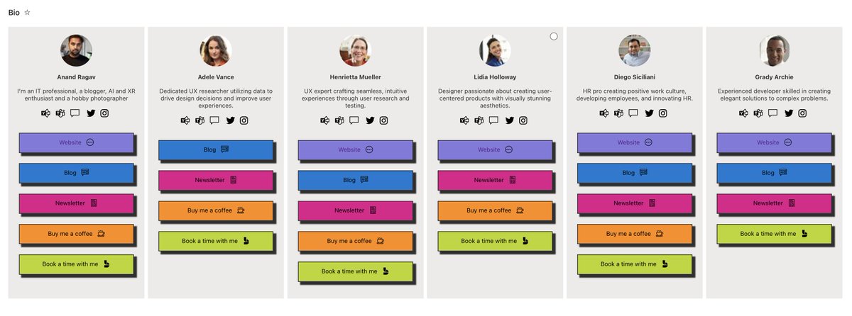 anandVragav's tweet image. New sample on its way to @m365pnp repo. A link-in-bio app for your team, made with #MicrosoftLists #SharePointLists, that you can customize any way you want. Design credits to NB Zachariah on Dribbble.