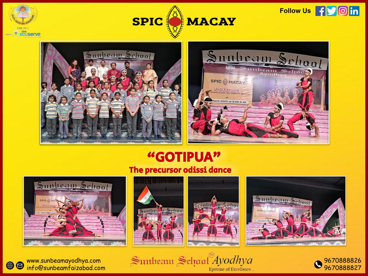 AyodhyaSchool's tweet photo. Under the aegis of SPIC MACAY.
GOTIPUA, a traditional dance form Odisha was performed be the troupe of Shri BIJOY KUMAR SAHOO.
The beautiful acrobatic dance performance captivated the children's eyes.
#Sheermagic #rhythm #coordination #spicmacay #sunbeamschoolayodhya https://t.co/4SnpKfIPK7
