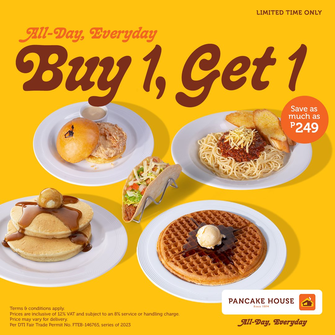 harborpointmall's tweet photo. Don't worry it's not yet too late! You can still enjoy Buy 1 Get 1 promo until April 30, 2023!
Enjoy your classic favorites twice and save as much as P249 when you avail our Buy 1 get 1 promo for a limited time only!

📍Visit Pancake House at Ayala Malls Harbor Point, level 1. https://t.co/70MEzwp2bP
