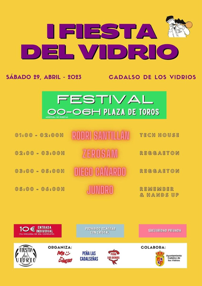 Cadalso_Opina's tweet photo. ¡¡Este sábado!! ¿Te la vas a perder? 😎 #FiestaDelVidrio #festival #musica #Reggaeton #djs #techhouse #renember #handsup https://t.co/PaF05EvnCt