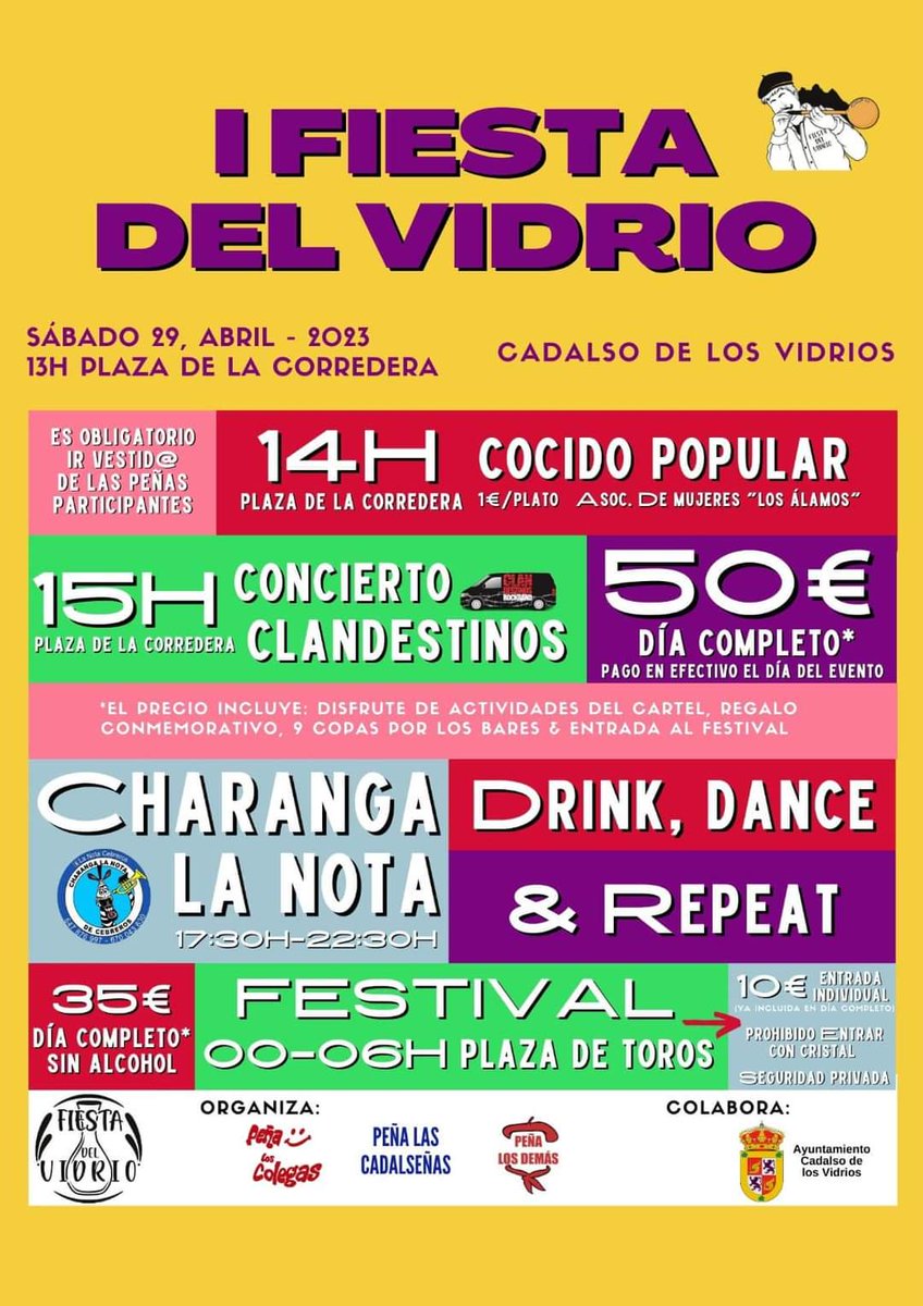 Cadalso_Opina's tweet photo. ¡¡Este sábado!! ¿Te la vas a perder? 😎 #FiestaDelVidrio #festival #musica #Reggaeton #djs #techhouse #renember #handsup https://t.co/PaF05EvnCt