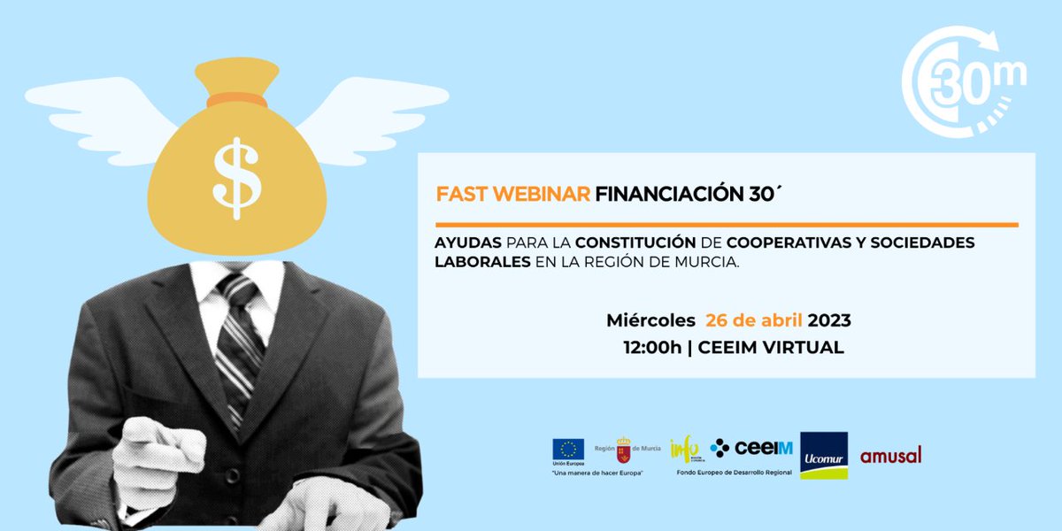 CeeiMurcia's tweet photo. #AgendaCEEIM 🔵⚫ ¡Únete este miércoles al próximo fast webinar del Programa #FastFund!
Contaremos con @Amusal y @ucomur para conocer las ayudas existentes para el fomento de la Economía Social 👇🏼
🕐 12h
🔗 ¡Inscríbete! https://t.co/DJIfF1bgBp https://t.co/fixFfDvc6V