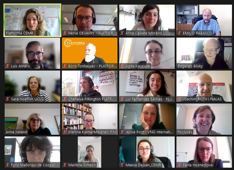 Platforma4Dev's tweet photo. Today @EvaBanos1 is organising her cluster meeting on #LocalizingSDGs with partners.

@uclg_org @UCLGLearning @FonsMallorqui @erabasco @LPSBrux @rfsc_eu @FloClucas @VNGi @UCLG_CIB  @nalas_eu... and more around the virtual table

#localgov &amp; assoc° are all taking action on #SDGs! https://t.co/1fw1FDw4pL