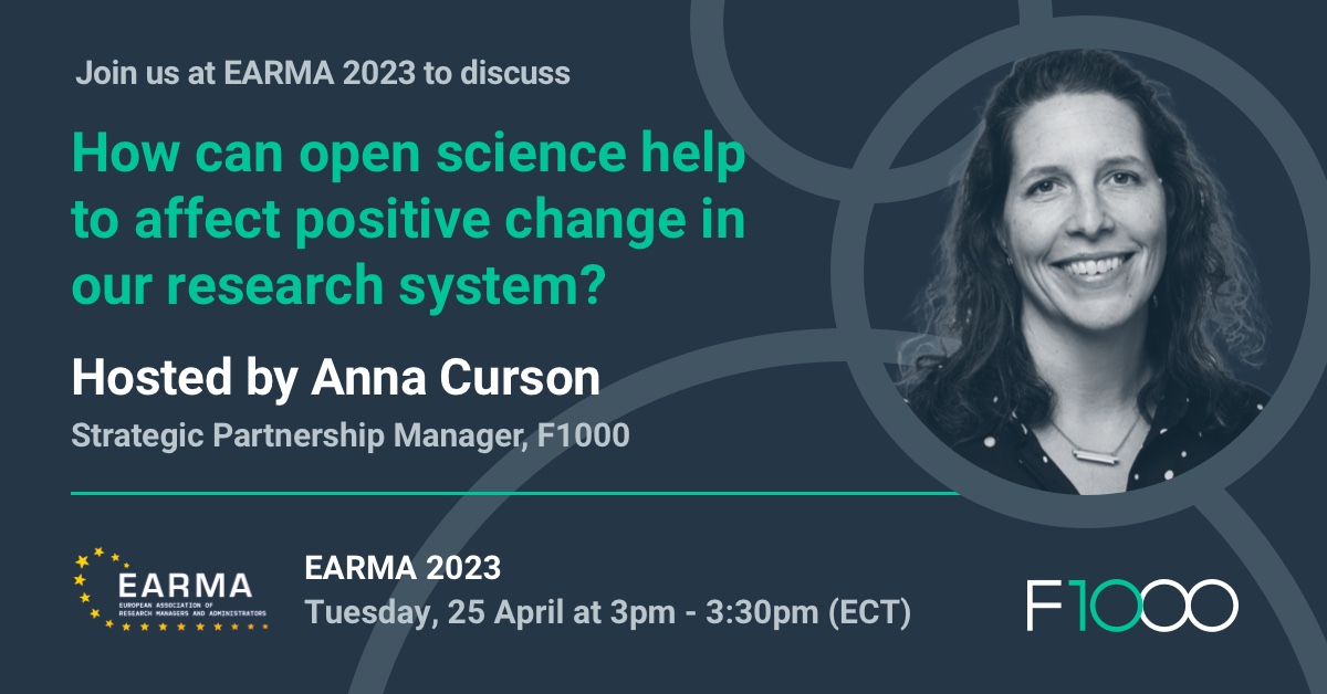 F1000's tweet photo. We're excited to be exhibiting at #EARMAConference this week!

Join our session on: How can open science help to affect positive change in our research system?

📅 Today, Tuesday 25 April

🕒 3pm

📍 Club B, Prague Congress Centre

#OpenScience #OpenResearch
@EARMAorg https://t.co/7Qeri8fc2e