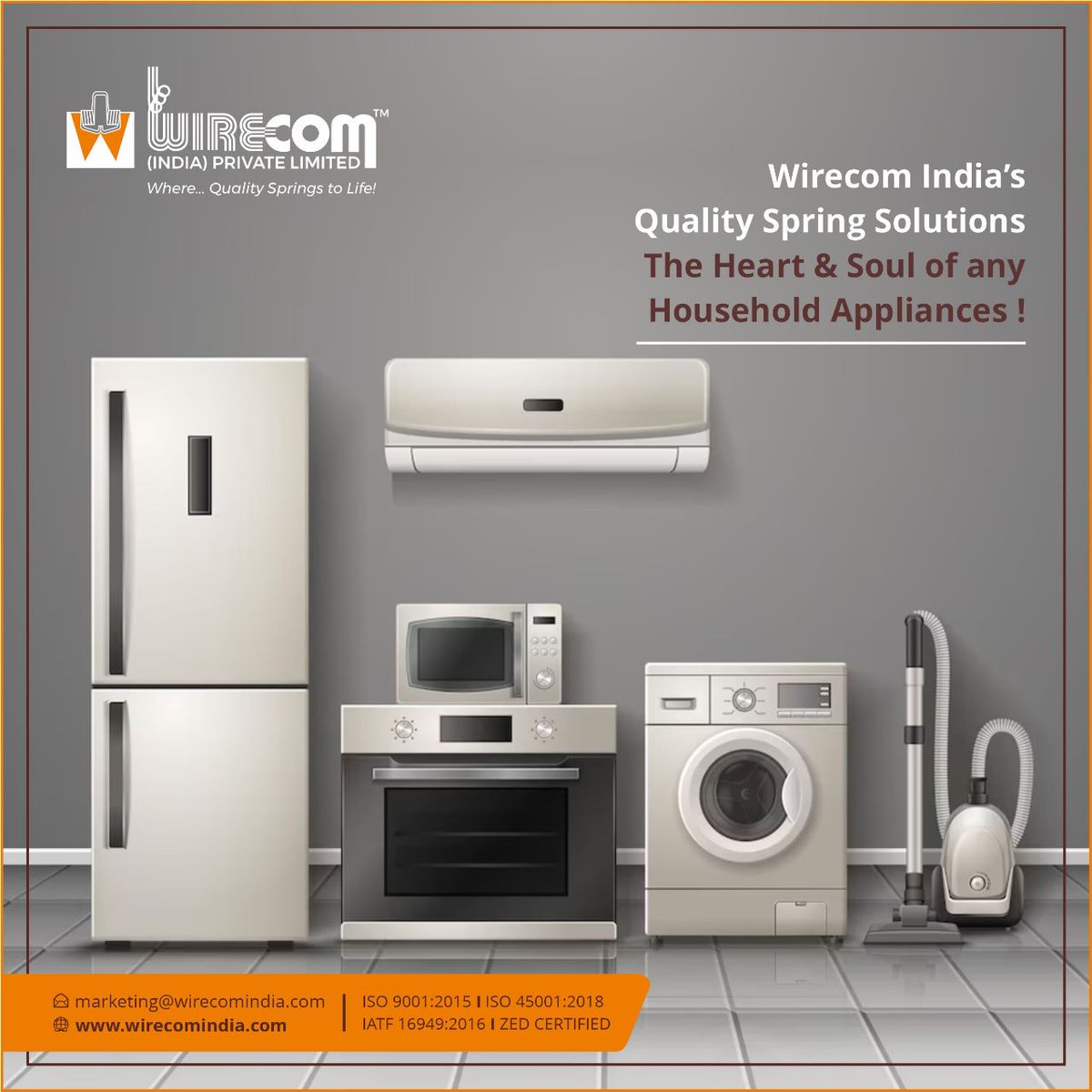 WirecomIndia's tweet image. #WirecomIndia manufacture and export high quality springs which are important and crucial for the functioning of these household appliances. We also offer Quality #SpringSolution which is the Heart and Soul for #HouseholdAppliance. 

#spring #springs #industrialspring