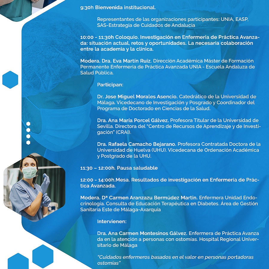 EASPsalud's tweet image. 📢POCOS DÍAS!!

I Jornada de Investigación en Enfermería de Práctica Avanzada #EPA #másterEPAeasp

🏛️ ES PRESENCIAL en la EASP (Granada)
🗓️ 10 de mayo
➡️ Inscripción hasta el 5 mayo ⬅️

👁️ easp.ws/jorepa23t

Dirigido a: Enfermeras con interés en investigación en cuidados