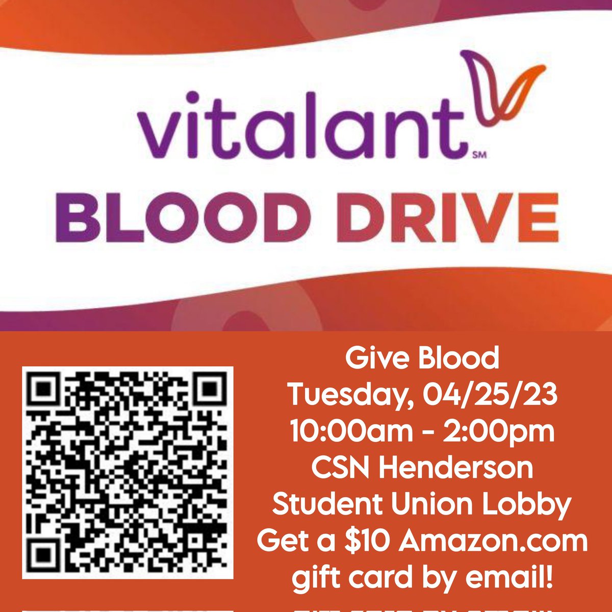 patyto73's tweet photo. @CSNCoyote is hosting a #blooddrive at the #Henderson campus in the Student Union Lobby this Tuesday!! Walk-ins Welcome!! Invite a friend and #giveblood together!! #community #gooddeeds #savealife #helpingothers #heroes https://t.co/VsvD7ZVVZv