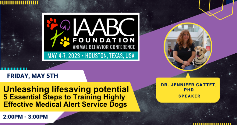 Can't wait to attend the IAABC conference! I'll be sharing my insights on "Unleashing lifesaving potential" in medical alert service dog training, and "Pawsitive Impact" of positive reinforcement training on mental health. Excited to learn from and connect with other experts!