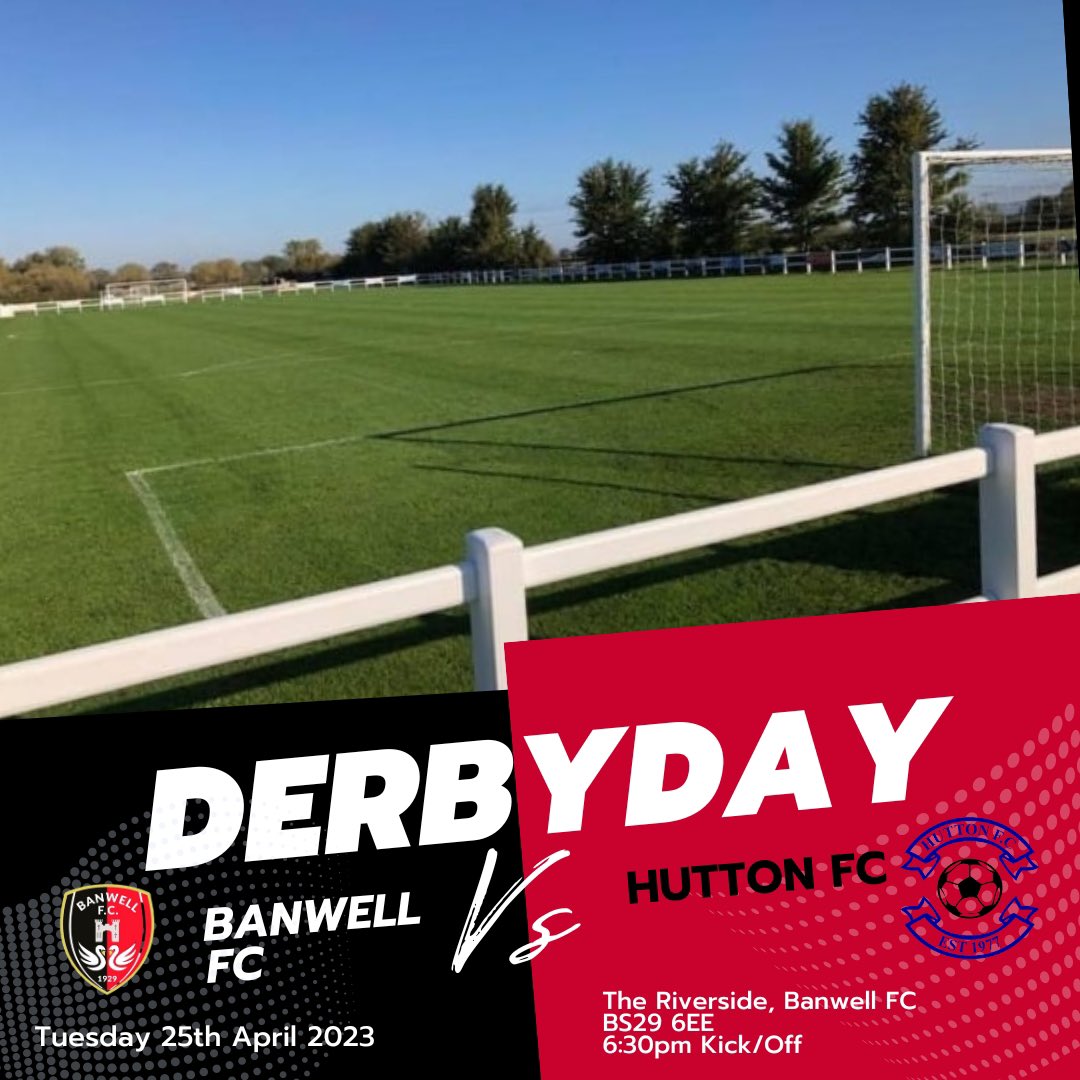 banwellfc's tweet photo. ⚽️ | Derby Day 

⚽️ Banwell FC vs @FCHutton 
⌚ 3:00pm
🏆 @uhlsportUK @somersetcfl Div 2 
🏟 The Riverside, Banwell FC BS29 6EE
🎟️ Free Entry &amp; Parking 

Matchday Sponsors: @theTRUESPEED &amp; @DbdSecurityLtd 👏🏻

@westcountryfb @swsportsnews 

#UpTheBan⚫️🔴 https://t.co/peNLf71DAM