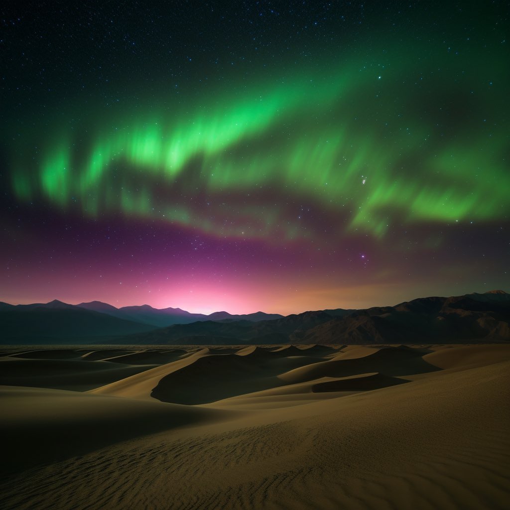 This is crazy! 🤭 #AuroraBorealis #Sanddunes #DeathValley #AIArtworks