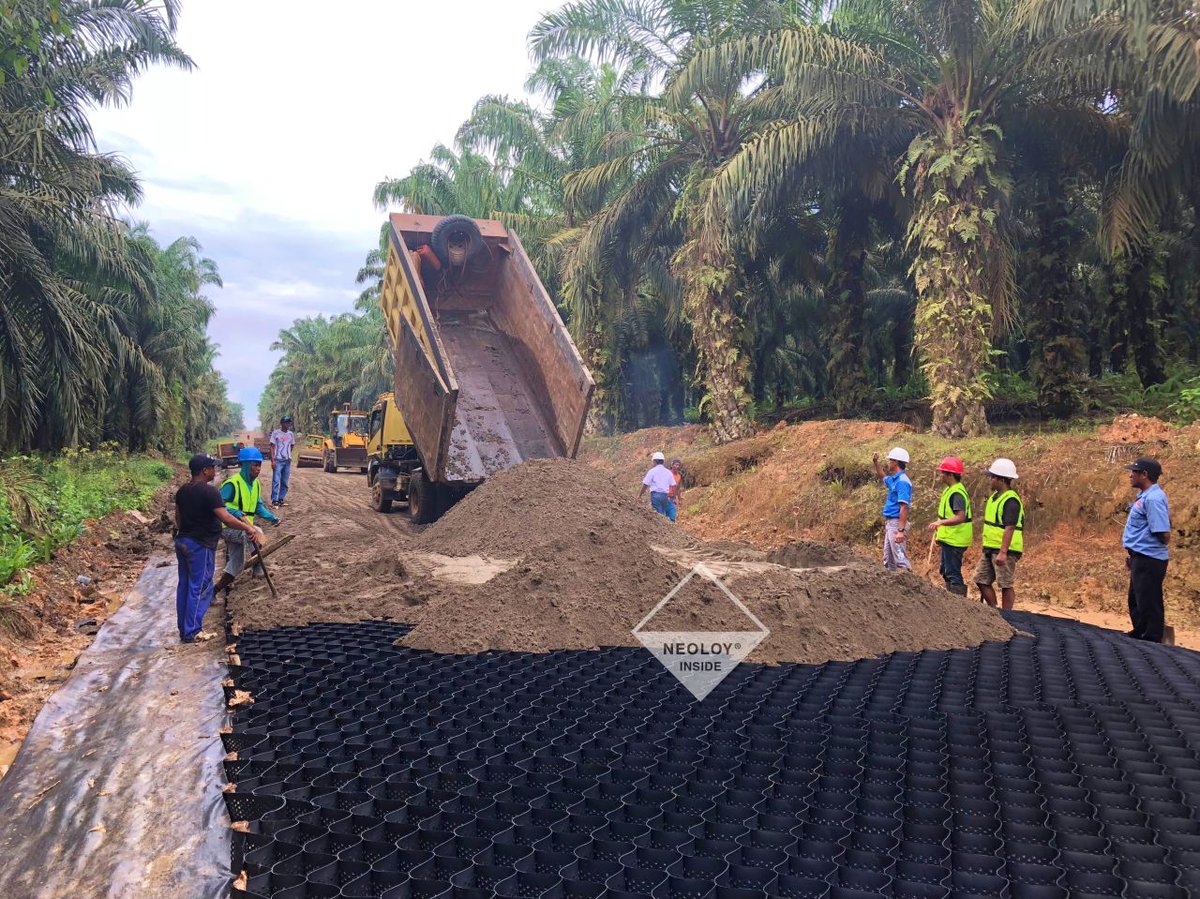 PRSGeotech's tweet image. 🌴🚧PRS Geo-Tech tames tough terrain! Neoloy Tough Cell stabilizes 𝐂𝐁𝐑 &amp;lt;3% soil in #Indonesia's 🌴plantations for 50+ trucks/day🚚 Intl. Certified &amp;amp; built to last

For top #civilengineering &amp;amp; #construction solutions, trust PRS. #sustainability #roads 🔗bit.ly/3Zy8PD6