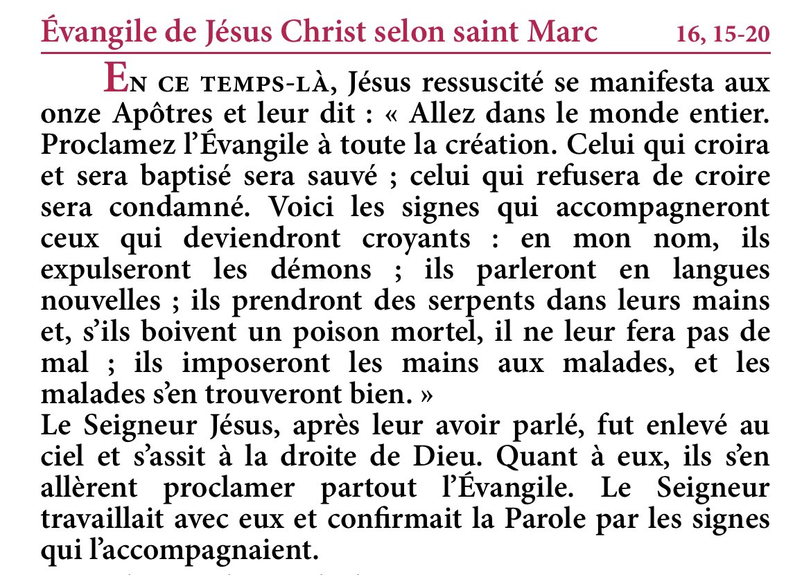 PSEVEZsj's tweet photo. "Le Seigneur travaillait avec eux"
Mc 16 ☀️
#EvangileduJour #StMarc ☀️ https://t.co/jLjr02fbWD