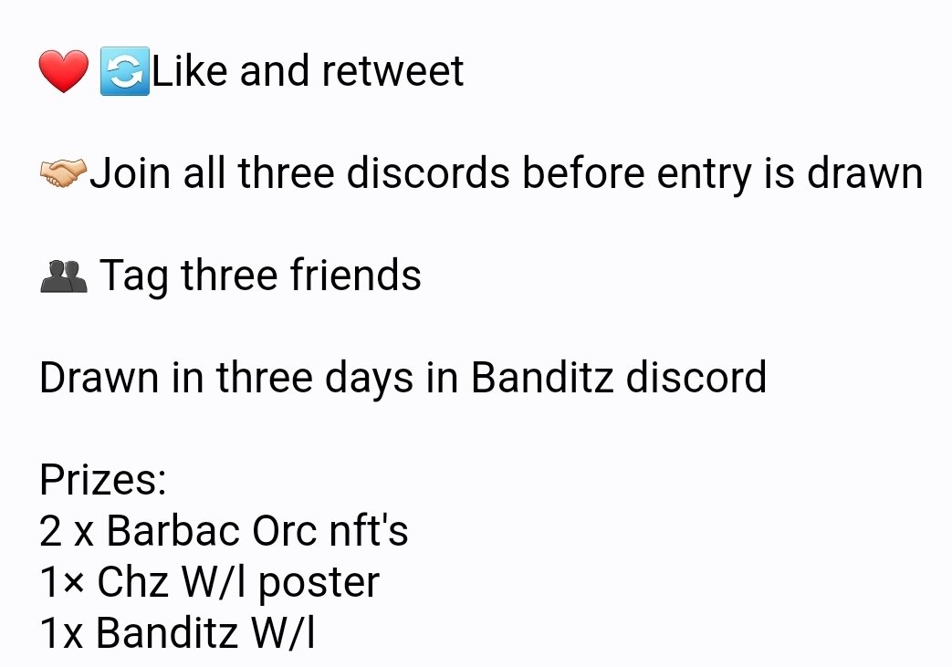 Triple Threat Giveaway 💰

Three powerhouse projects have mints coming up, so to celebrate we are doing a three way giveaway. To enter you must do the following. 

discord.gg/6j6ubNMTqx 

discord.gg/PrNgMxhnwa 

discord.gg/nBbrCzQPMP

#crofam #croarmy #NFTGiveaway #NFTdrop