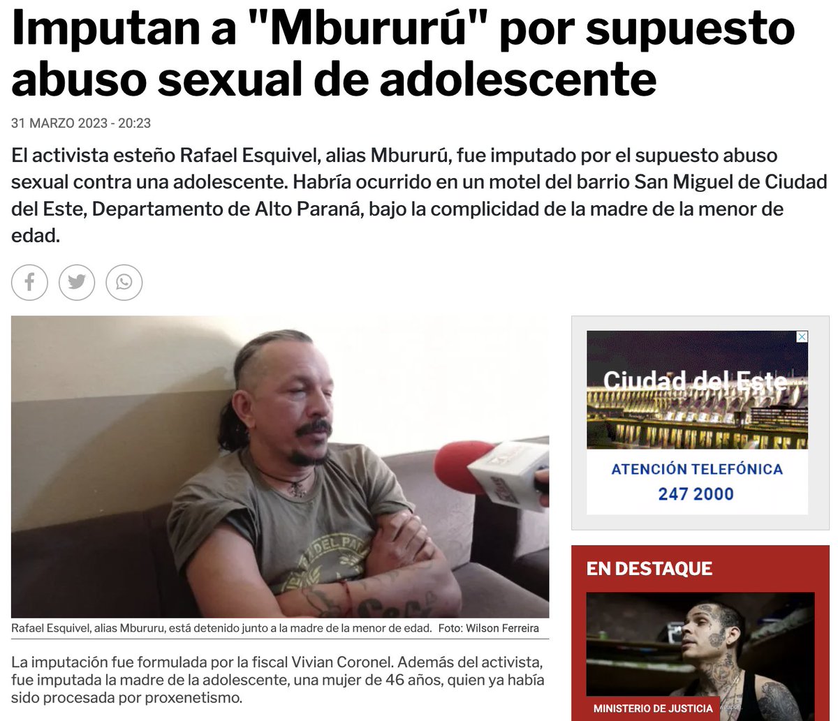 jorgempy_'s tweet photo. A tener en cuenta un hecho MUY GRAVE de Payo Cubas.

Mbururú Esquivel sigue siendo su candidato a senador, a pesar de estar imputado por ABUSO SEXUAL Y PROXENETISMO contra una menor de edad.

Teniendo en cuenta que no es resultado de una interna, fue aceptado por el propio Payo. https://t.co/DLDHOjHBVq