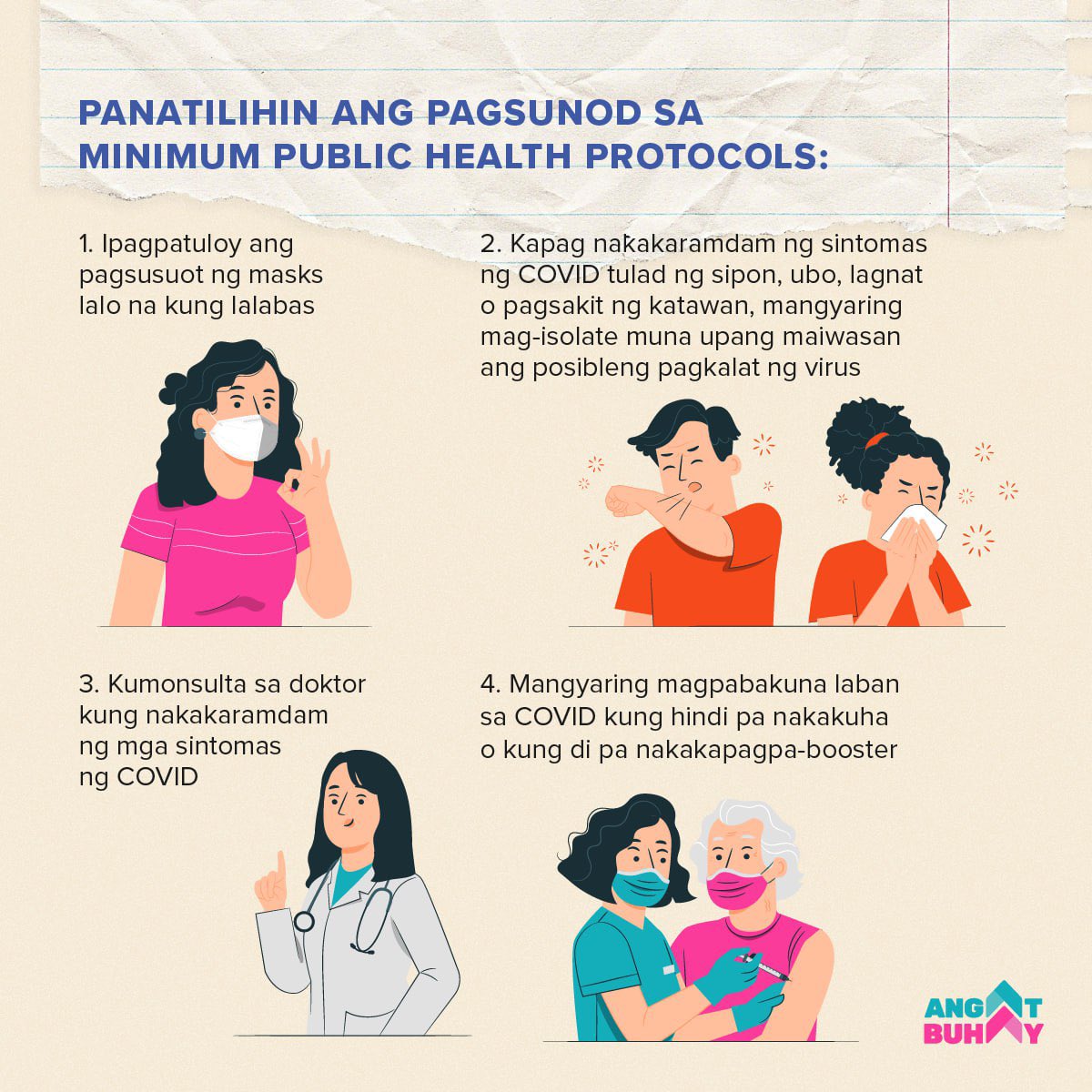 angatbuhay_ph's tweet photo. PATULOY NA MAG-INGAT SA COVID 😷

Ayon sa April 24 bulletin ng Department of Health, tumataaas muli ang mga kaso ng COVID-19 sa bansa kung kaya't pinapaalalahanan ang lahat na mag-ingat upang maiwasan ang lalong pagkalat muli ng virus ⚠️ https://t.co/VCR8PfVEPc