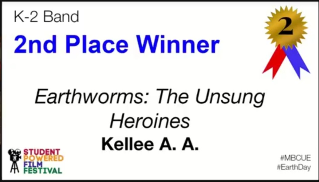 ClementinaPanto's tweet photo. Thank you all for viewing and liking Kellee's film 🪱🪱! Her film took 2nd place and she won the People's Choice Award for most viewed film on Youtube.  Kellee appreciates all of you. @Coordin8rDeLeon @AlisalUSD @WilliamFranzell @cema @FelixKSBW @cogswell_ben @QuianeTeacher https://t.co/dAw1oInvEe