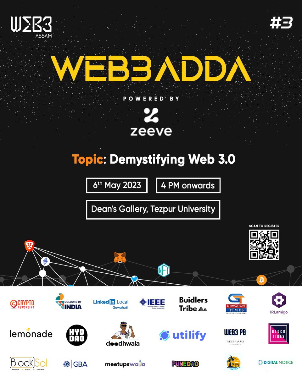 Web3Assam's tweet photo. Whoop Whoop! 🙌

Nomoskar #Tezpur🙏

Get ready to immerse yourself in a captivating experience as #Web3Assam presents the exhilarating session of Web3Adda #3, powered by @0xZeeve 🔥 https://t.co/9dKBB1Xq1k