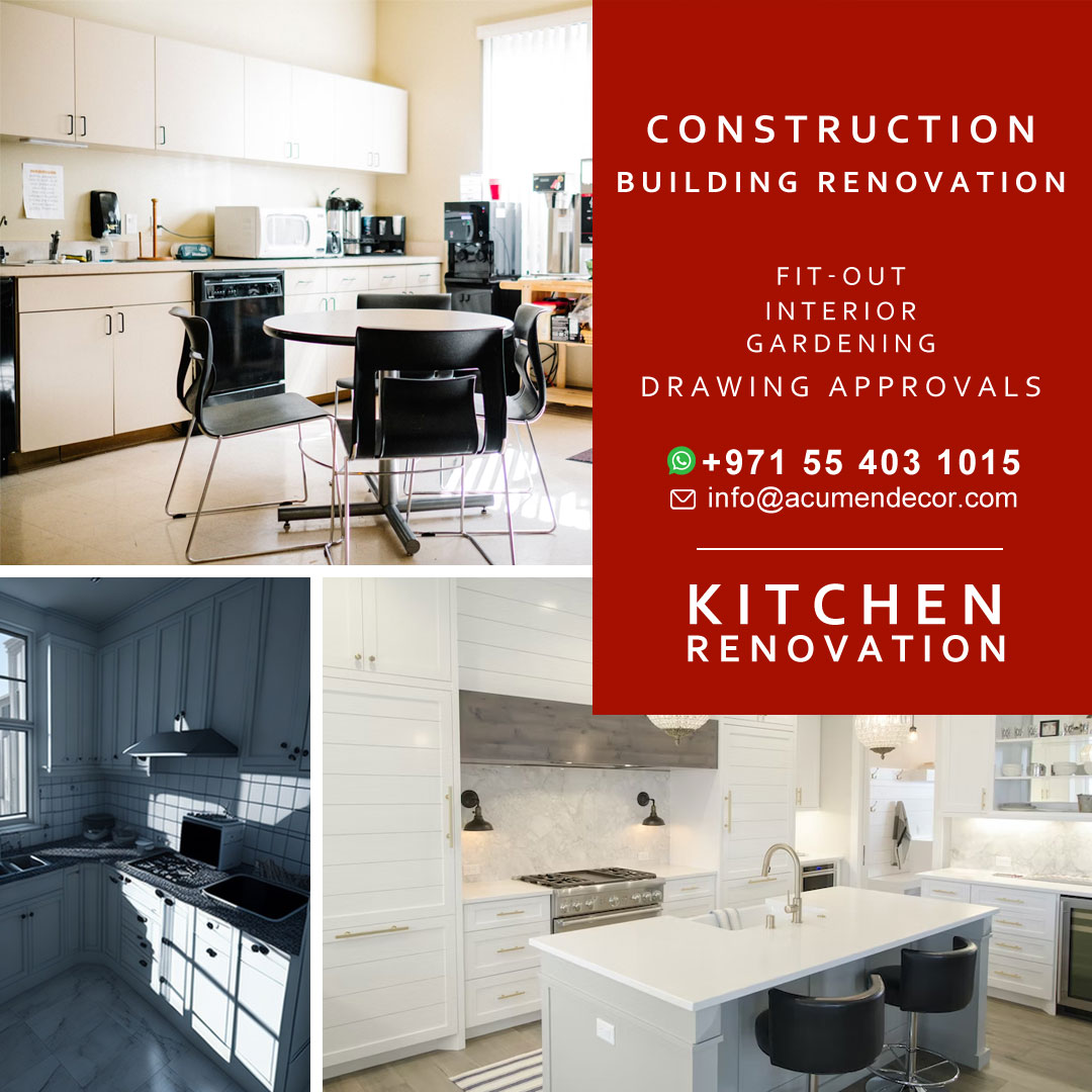 Acumen Construction offers comprehensive kitchen renovation services, including design, demolition, plumbing, electrical, cabinetry, flooring, and lighting installation. 

Call or WhatsApp:  00971 58 110 6369

#kitchenrenovationDubai  #kitchenmakeover  #customkitchen