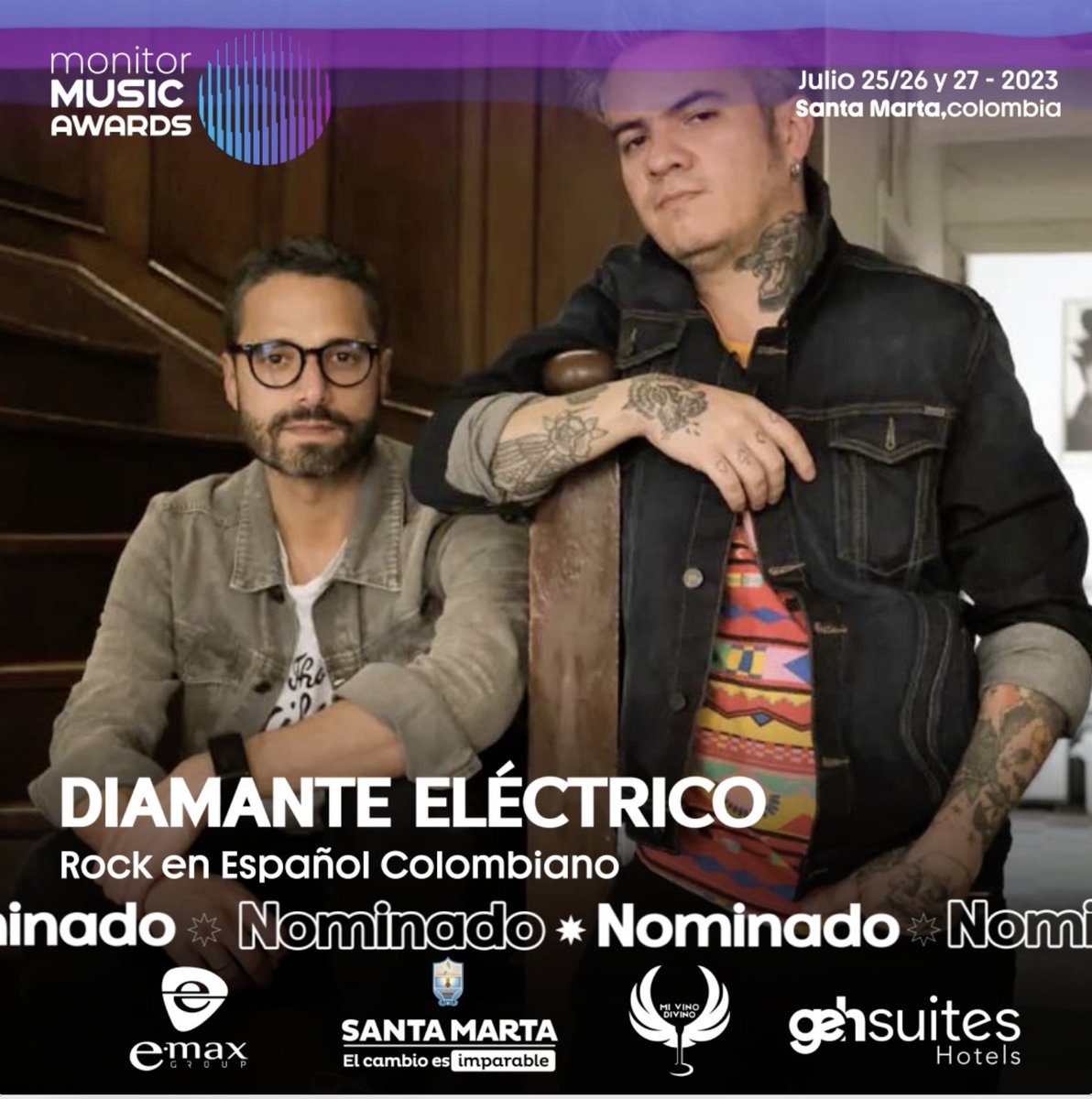 MonitorAwards's tweet photo. Presentamos a Nominado a Categoría Mejor Artista Rock en Español Colombiano:

@aterciopelados 
@ciailtda 
@Diamantelectric 
@KatamaranMusic 
@krakenTitanOfi 

Acompaña tu artista favorito desde 25 al 27 de Julio, en la lluvia de estrellas más esperada del años desde SantaMarta https://t.co/Y1y4F2d2ag