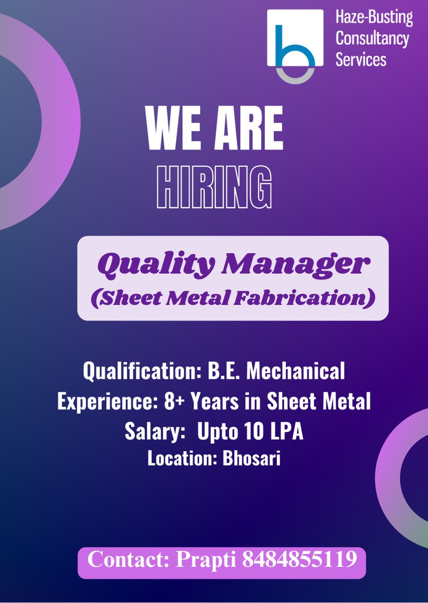 hazebusting's tweet photo. Contact: Prapti 8484855119
#jobs2023 #placements2023 #newjobs #currentopenings #jobvacancy2023 #jobalerts #jobadvertisement #jobposting #jobconsultancy #punejobs #jobvacanciesinpune #jobhunt #jobopenings #vacancy #jobseeker https://t.co/HgIhPlFFzE