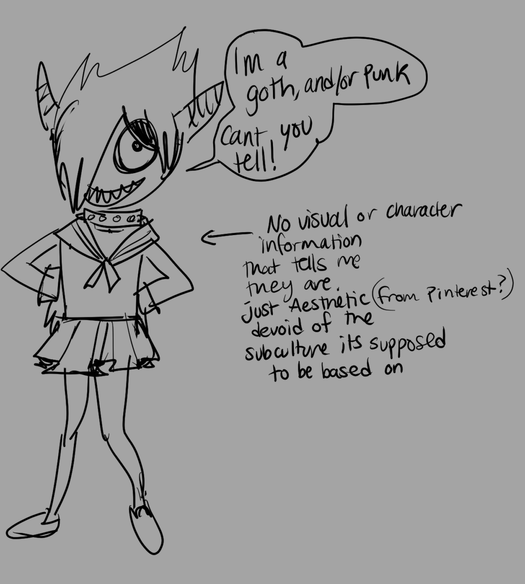 tbh, the first applies for designs beyond subculture but.. its really hard for me to name specific traits because it can easily be redeemed if the writing is good or if theres a reason that makes sense for it to look that way https://t.co/mGbYwRpCKw 