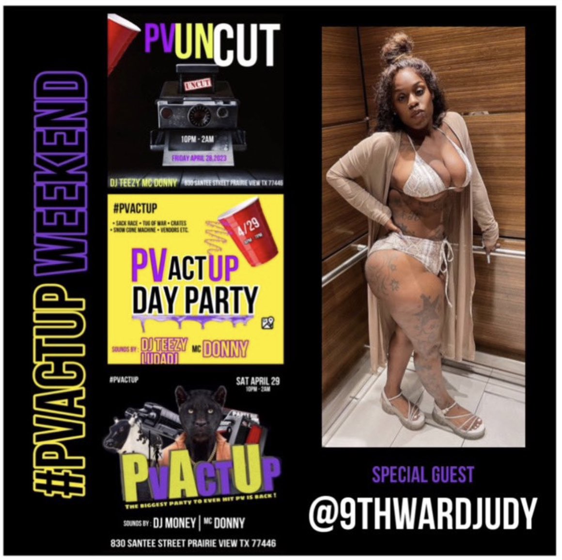 OMG_ItsCJ's tweet photo. 🚨🚨THIS FRIDAY April 28th #PVUnCut 
Judy gang gone be in the building and we be giving a cash prize to the best shaker👏🏾🎥 

Still have a few Presales left, come grab em😎
#PVActUpWeekend https://t.co/tefPqOJ8TK