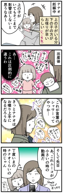 下の子はお喋りが早いのか?問題。(再掲載)
結論・子による
#育児漫画 