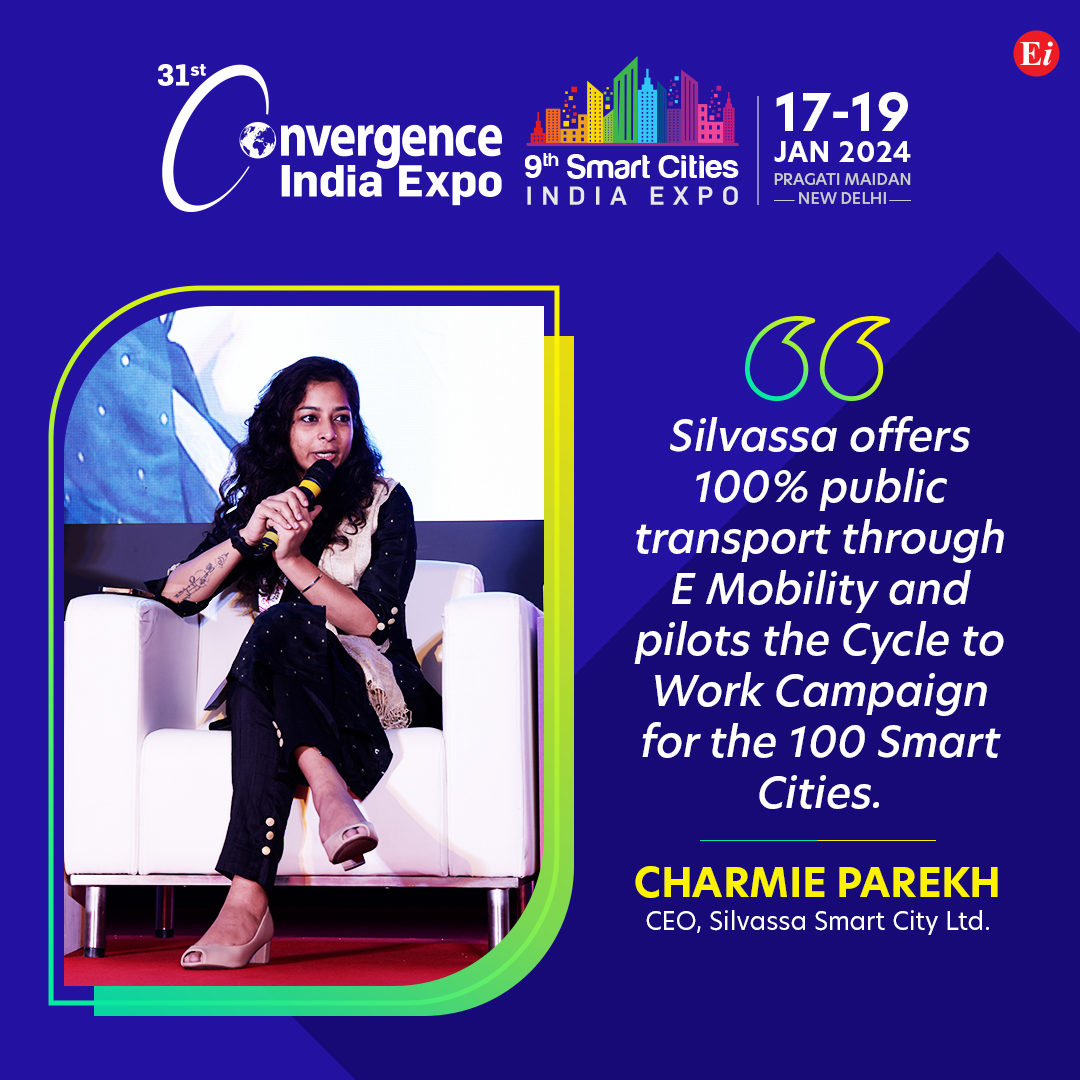 At 8th <a href="/SmartCitiesInd/">Smart Future Cities India</a> &amp; 30th <a href="/Convergenc/">Convergence India Expo</a> India expo 2023, Ms. Charmie Parekh, CEO, Silvassa Smart City Ltd. shared her valuable insights at a panel discussion on 'Making Indian Smart Cities a Lighthouse for the World'.

Watch the full session at lnkd.in/dfN7vSVz

#SCI2023