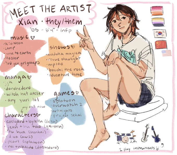 hi hi im xian its lesbian week heres my meet the artist 