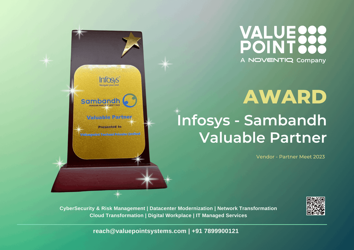 valuepointsys's tweet photo. We are proud to announce that @Infosys recognized and awarded @valuepointech for being a Valuable Partner during Sambandh Vendor - Partner Meet 2023.
#event #awards #sambandh #ValuablePartner #PartnerMeet https://t.co/Z01sMdqi6n