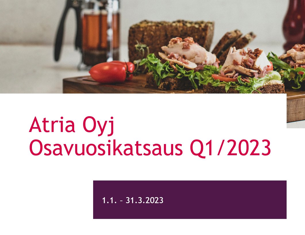 Atrian liikevaihto kasvoi - Atria Suomen tuloskehitys vahva. Tutustu ensimmäisen kvartaalin osavuosikatsaukseen tästä: bit.ly/3HbsL8d #AtriaQ123